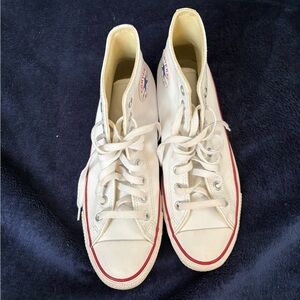 Converse White High-Top Sneakers with Red Trim